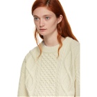 3.1 Phillip Lim Off-White Cropped Boxy Aran Cable Sweater