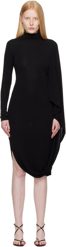 Photo: Stella McCartney Black Asymmetric Cape Midi Dress