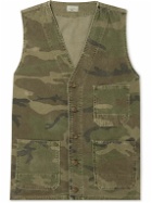 Hartford - Will Camouflage-Print Garment-Dyed Cotton-Corduroy Gilet - Green