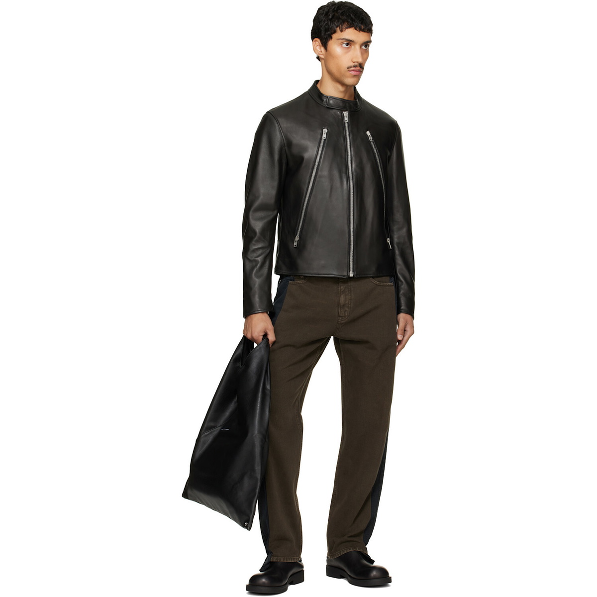Maison Margiela Black 5-Zip Leather Jacket