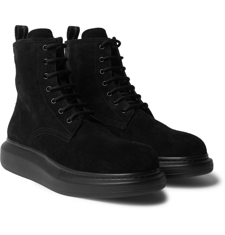Photo: Alexander McQueen - Exaggerated-Sole Suede Boots - Black