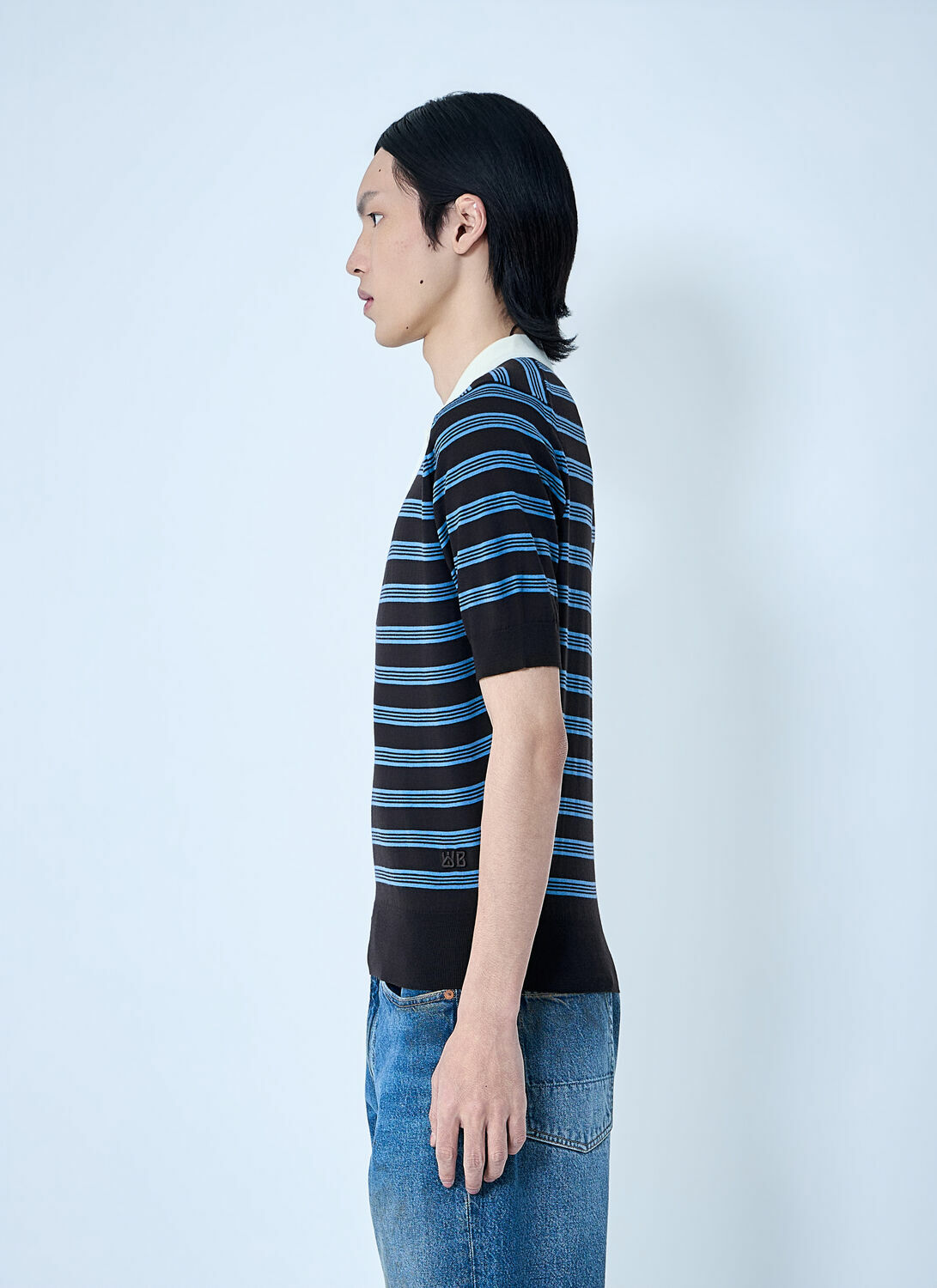 Wales Bonner Striped Knit Polo Shirt