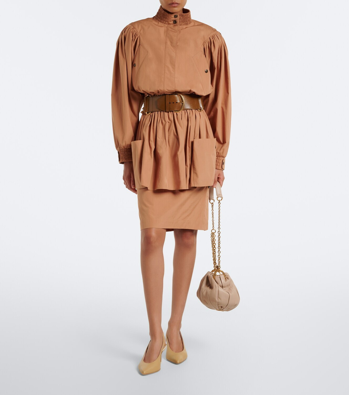 Chloé Layered cotton gabardine midi skirt