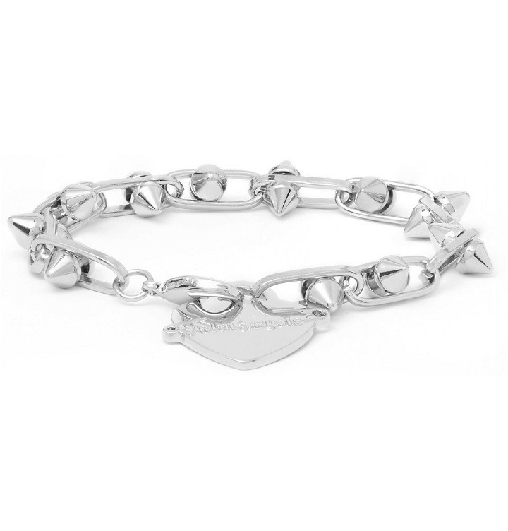 Photo: Palm Angels - Pin My Heart Studded Silver-Tone Bracelet - Silver