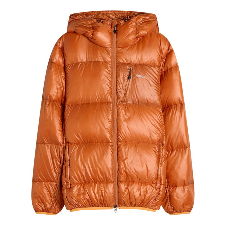 Photo: NANGA Men's Mountain Trip Hooded Down Jacket in Orange