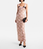 Alessandra Rich Ruffled cotton-blend lace maxi dress