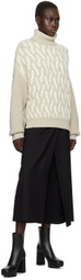 BOSS Beige & Off-White Two-Tone Cable Turtleneck