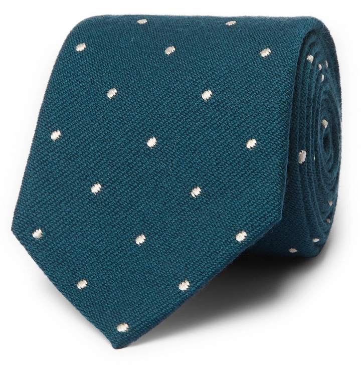 Photo: Paul Smith - 8cm Polka-Dot Wool and Silk-Blend Tie - Blue