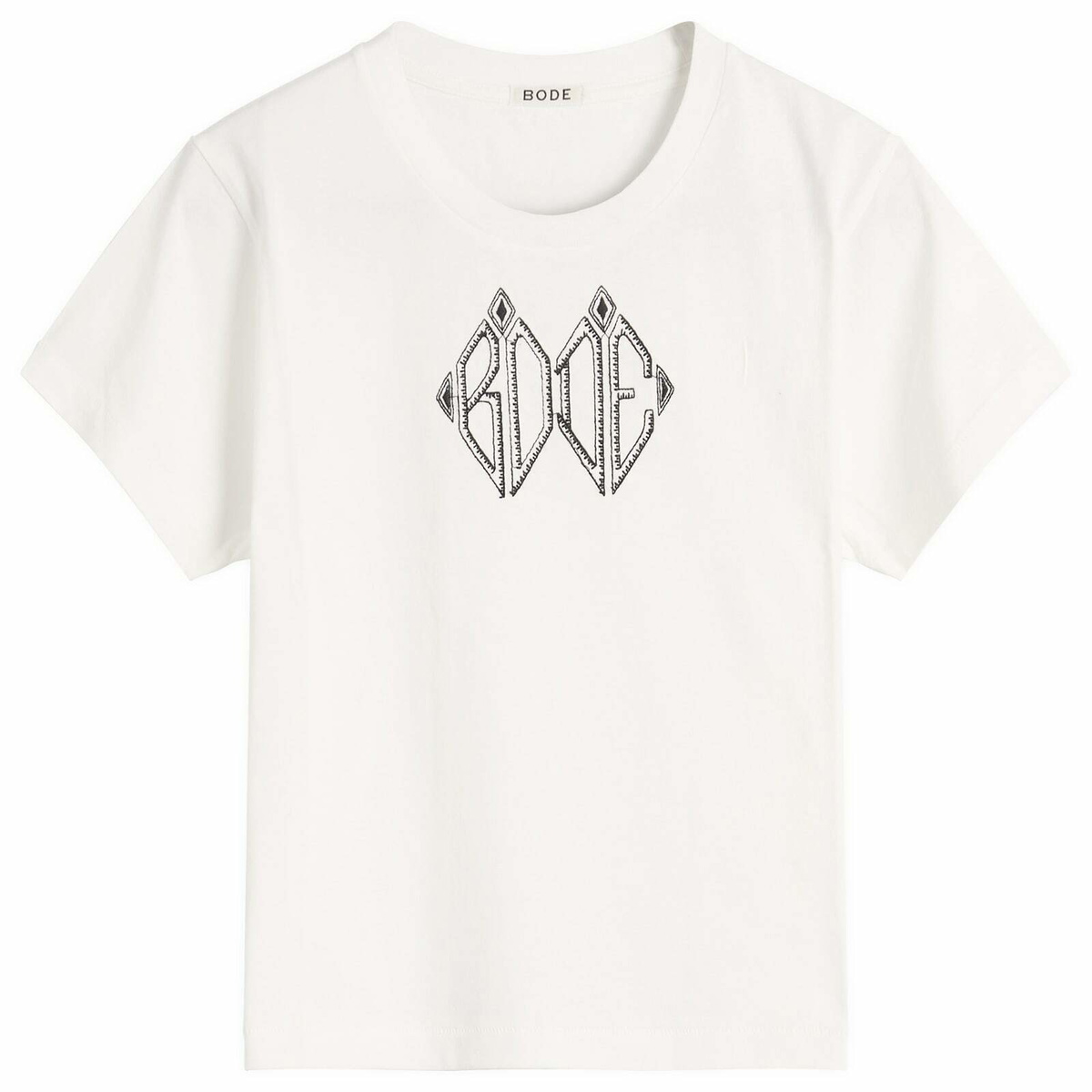 Bode Women's Diamond Monogram T-Shirt in Cream