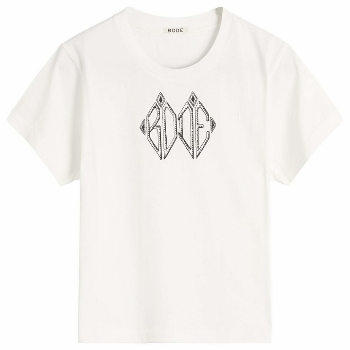 Photo: Bode Women's Diamond Monogram T-Shirt in Cream