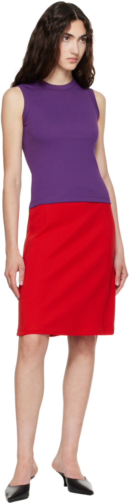FLORE FLORE Red Marie Midi Skirt