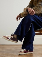 Golden Goose - Super-Star Distressed Leather-Trimmed Suede Sneakers - Burgundy