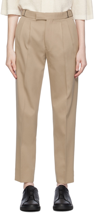 Photo: ZEGNA Beige Pleated Trousers