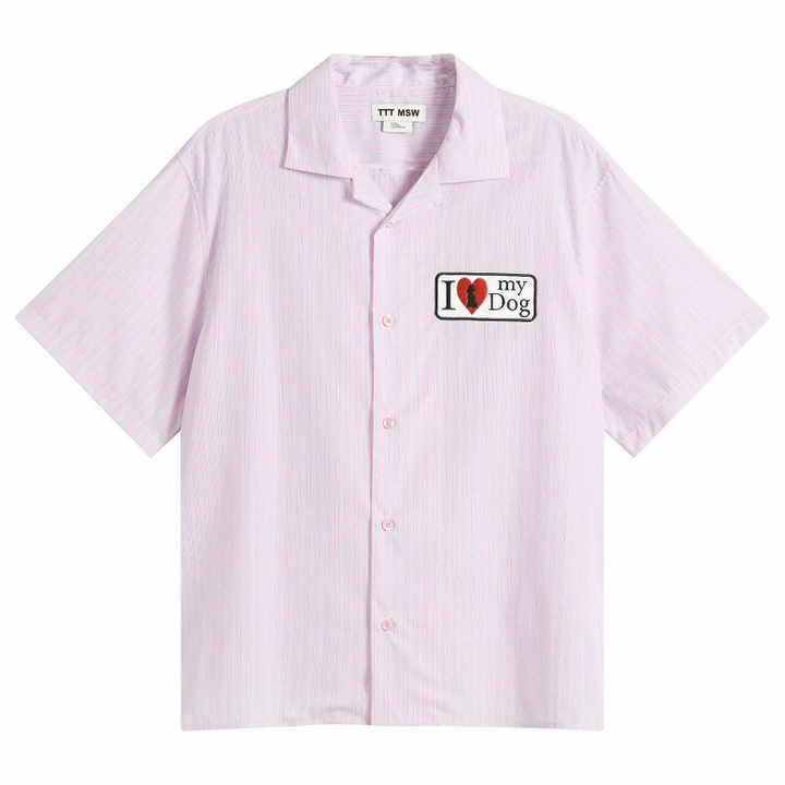 Photo: TTT MSW Women's I Love My Dog Half Sleeve Shirt in Pink Stripe