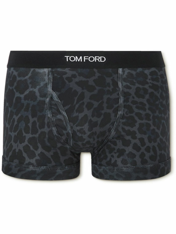 Photo: TOM FORD - Leopard-Print Stretch-Cotton Boxers Briefs - Gray