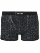 TOM FORD - Leopard-Print Stretch-Cotton Boxers Briefs - Gray