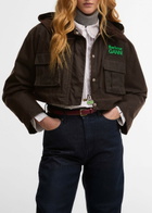 Barbour X Ganni Peplum Waxed Cotton Jacket Dark Green