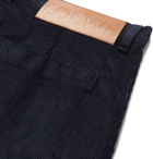LOEWE - Wide-Leg Pleated Cotton-Corduroy Trousers - Blue