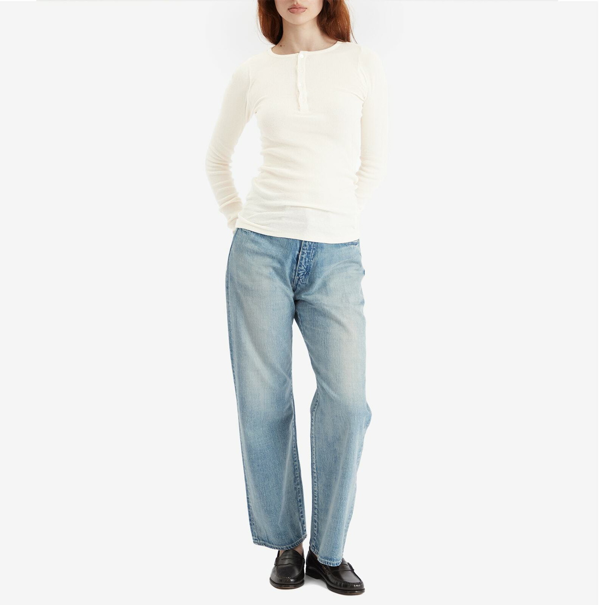 Auralee Women's Organic Soft Rib Pullover in Ivory