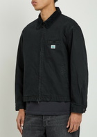 Vowels Corduroy-trimmed Denim Jacket Black