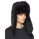 Sacai Black and Navy Faux-Fur Hat