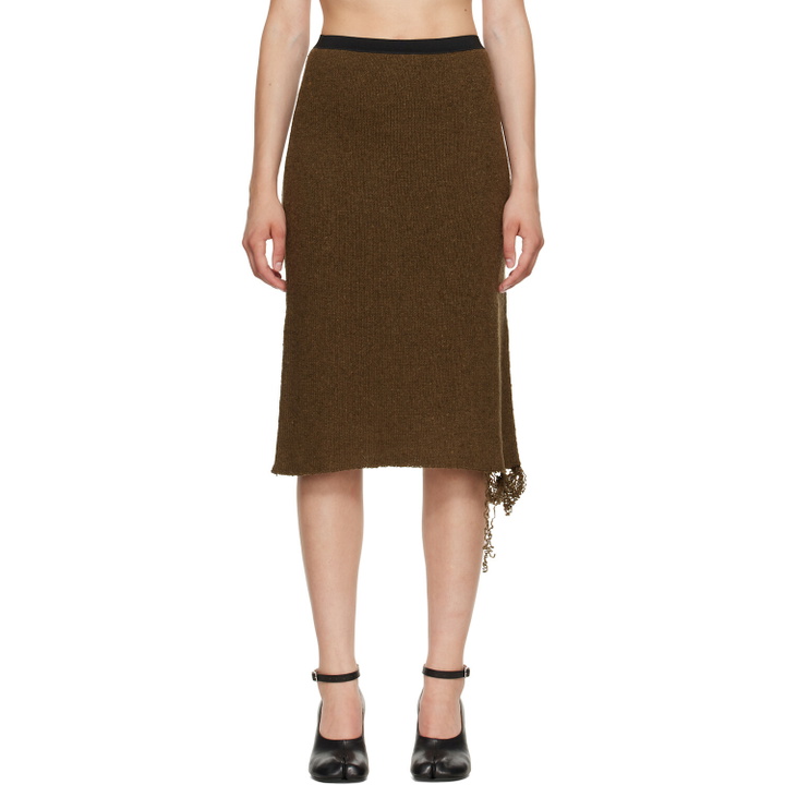 Photo: MM6 Maison Margiela Khaki Frayed Midi Skirt