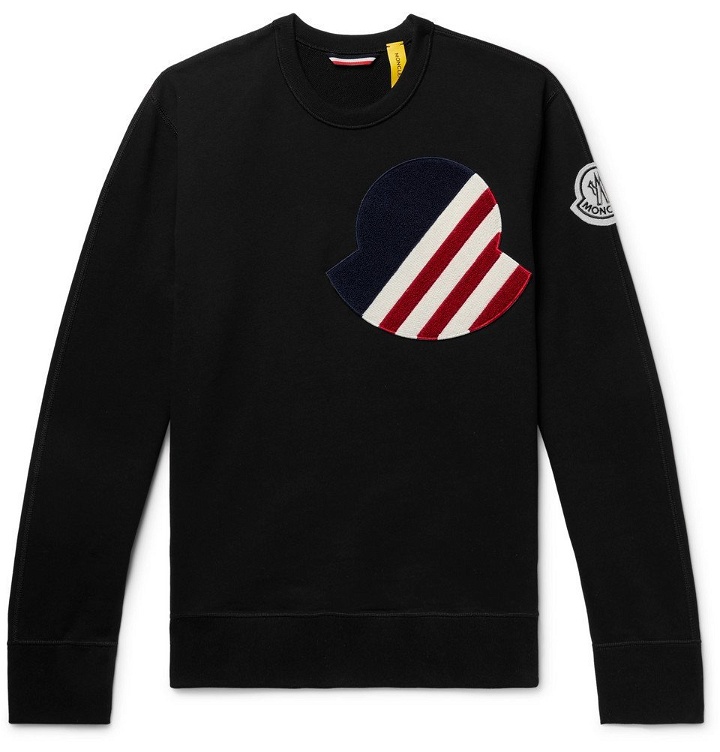 Photo: Moncler Genius - 2 Moncler 1952 Logo-Appliquéd Loopback Cotton-Jersey Sweatshirt - Black