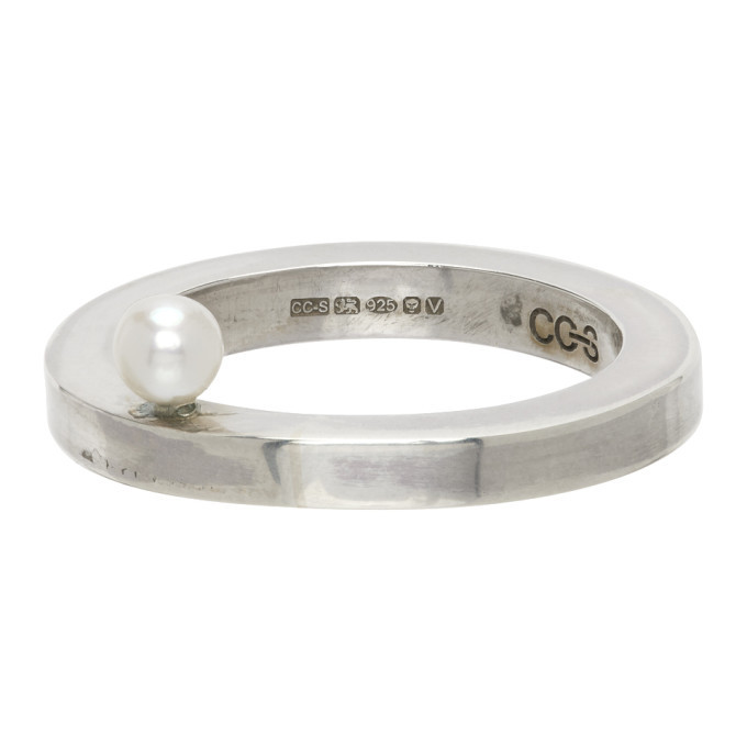CC STEDING SSENSE Exclusive Silver Pearl Ring