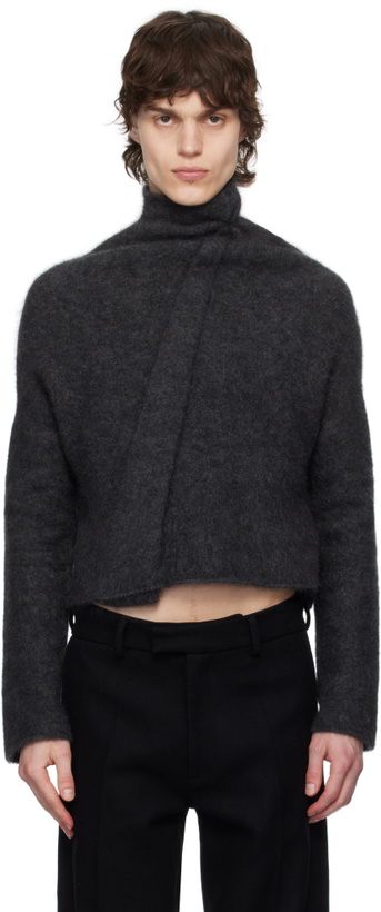 Photo: AARON ESH Gray Knot Front Turtleneck