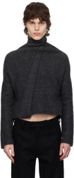 AARON ESH Gray Knot Front Turtleneck