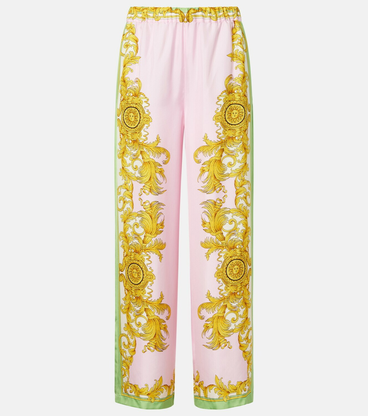Versace Printed silk twill wide-leg pants