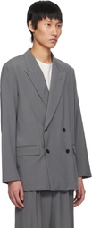 YOKE Gray Double-Breasted Blazer