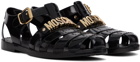 Moschino Black Jelly Lettering Sandals