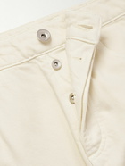 Brunello Cucinelli - Straight-Leg Logo-Embroidered Distressed Jeans - Neutrals