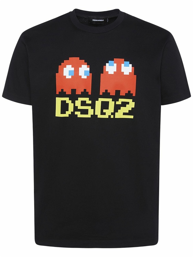 Photo: DSQUARED2 - Pac-man Logo Printed Cotton T-shirt