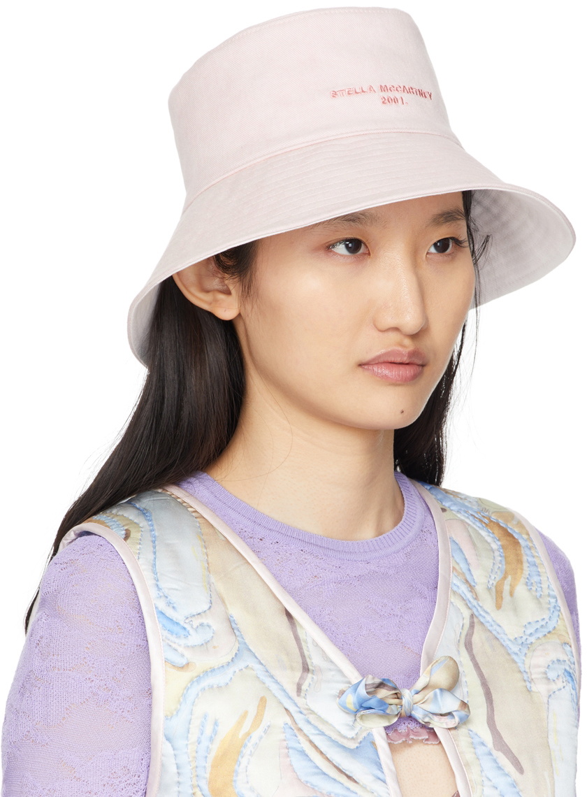 Stella McCartney Reversible Pink & White Denim Bucket Hat Stella McCartney