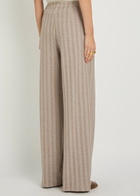Emporio Armani Chevron-knit Straight-leg Cotton-blend Trousers Beige
