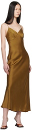 Silk Laundry Tan Deco Rouleau Maxi Dress