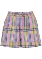 Damson Madder Cindy Checked Cotton Shorts Lilac