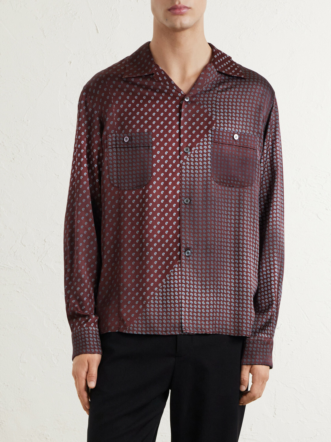 Maison Margiela - Paisley-Print Satin Shirt - Burgundy