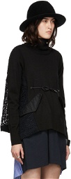 Sacai Black Embroidered Lace Turtleneck