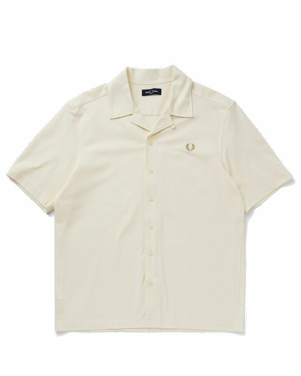 Photo: Fred Perry Woven Mesh Revere Collar Shirt White - Mens - Shortsleeves
