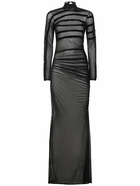 JEAN PAUL GAULTIER Draped Mesh Long Dress