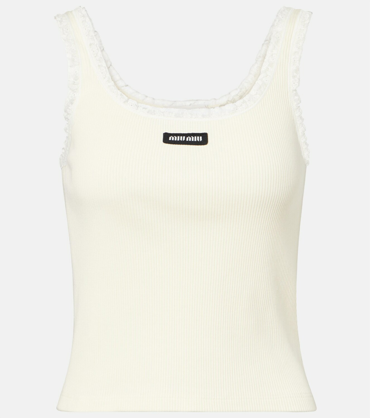 Miu Miu Lace-trimmed cotton tank top