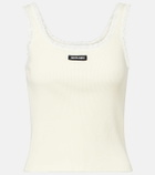 Miu Miu Lace-trimmed cotton tank top