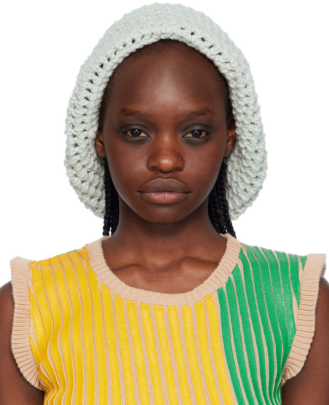 Photo: Stanley Raffington SSENSE Exclusive Blue & Off-White Crochet Beanie