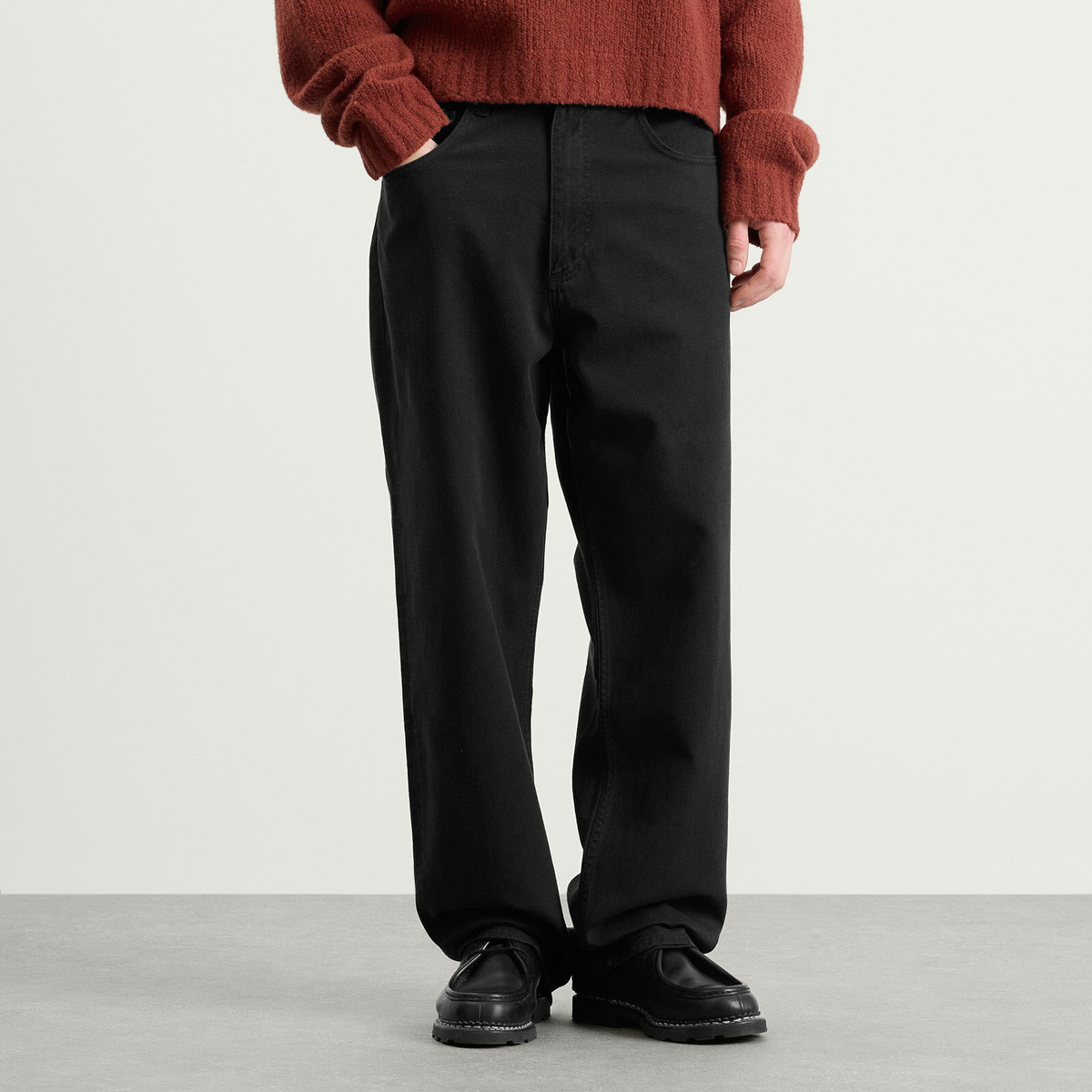 Norse Projects Men's Korshavn Relaxed Twill 5 Pocket Trousers in Black