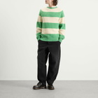 YMC Men's Suedehead Stripe Crew Neck Jumper in Green/Off White
