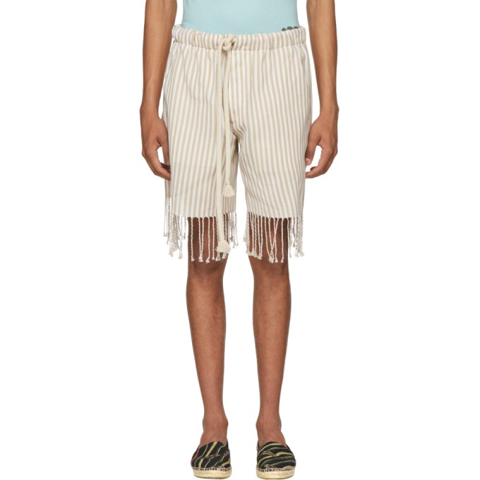 Photo: Loewe Beige and White Paulas Ibiza Edition Striped Shorts