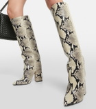 Paris Texas Anja snake-print leather knee-high boots